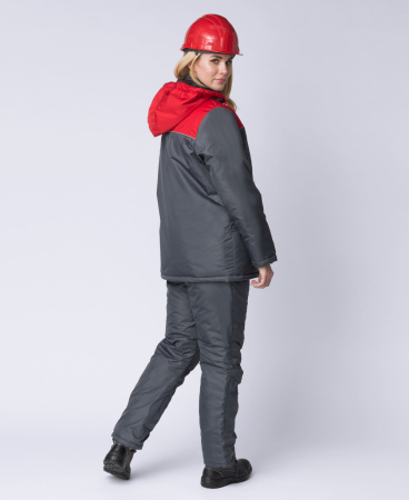 Куртка зимняя женская Снежана (Дюспо), темно-серый/красный