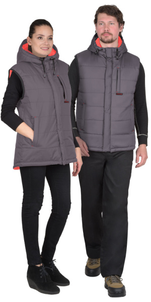 Жилет "ЗОДИАК" т.серый (оттенок "Баклажан") тк. Дюспо (ЧЗ)