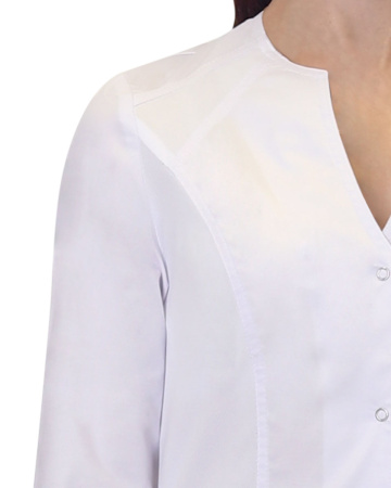 Халат "СТЕЛЛА" женский белый с трикотажной вставкой (ЧЗ) Халат "СТЕЛЛА" женский белый с трикотажной вставкой (ЧЗ)