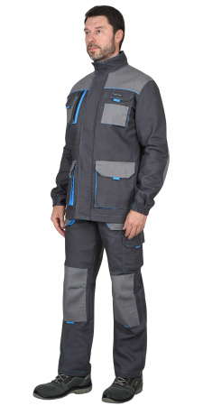 Куртка "Двин" цв. т.серый со средне серым и голубой отделкой  (ЧЗ)