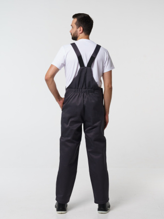 Костюм рабочий мужской №102 (куртка, полукомбинезон) тёмно-серый, черным с лимонным кантом