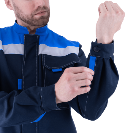 Костюм РАЦИОНАЛИЗАТОР летний, т.синий-василёк, 100% х/б, (куртка, брюки) Кос 016