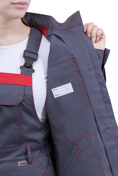 Куртка ХАЙ-ТЕК SAFETY летняя серый-чёрный-красн., женская, Томбой, пл. 245 г/м², КУР 421