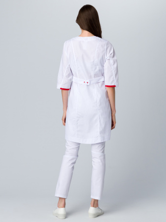 Халат женский Симпл-003 (тк.Смесовая,120) MedLine, белый/красный Халат женский Симпл-003 (тк.Смесовая,120) MedLine, белый/красный