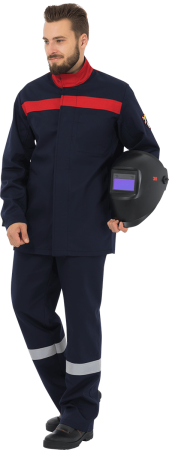 Костюм сварщика ГЕФЕСТ 2, т.синий-красный, куртка/брюки, Свартекс 350, КОС 079