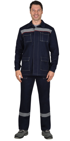 Костюм "Сфера" летний: куртка, брюки темно-синий с СОП пл. 270 г/кв.м Костюм "Сфера" летний: куртка, брюки темно-синий с СОП пл. 270 г/кв.м