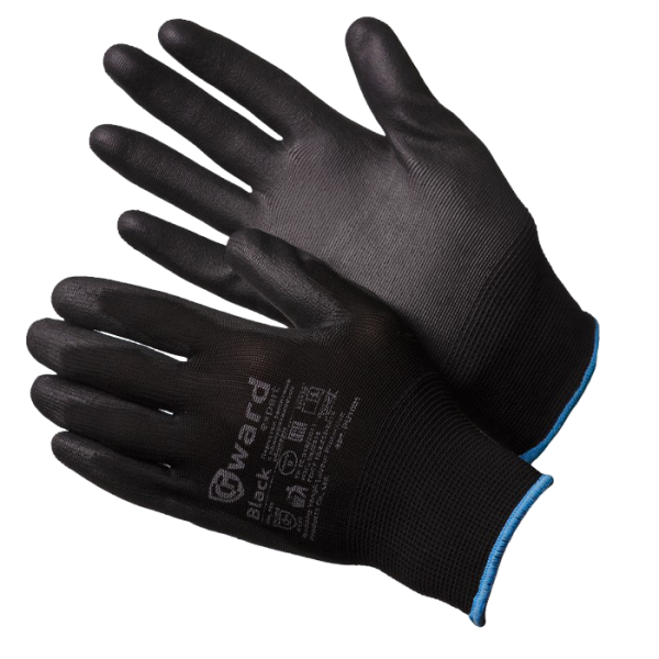 Перчатки GWARD Black нейлоновые черного цвета с полиуретановым покрытием (арт. PU1001) Перчатки GWARD Black нейлоновые черного цвета с полиуретановым покрытием (арт. PU1001)