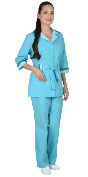 Костюм "Флора" женский: куртка, брюки светло-бирюзовый (ЧЗ)