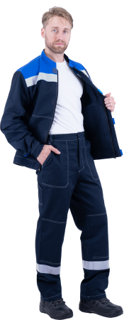 Костюм РАЦИОНАЛИЗАТОР летний, т.синий-василёк, 100% х/б, (куртка, брюки) Кос 016