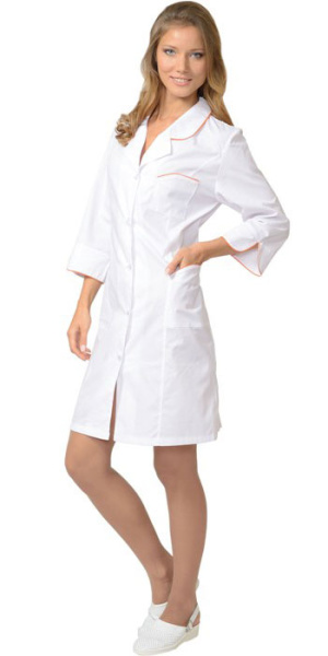 Халат "Жасмин" женский белый с оранжевым (ЧЗ) Халат "Жасмин" женский белый с оранжевым (ЧЗ)