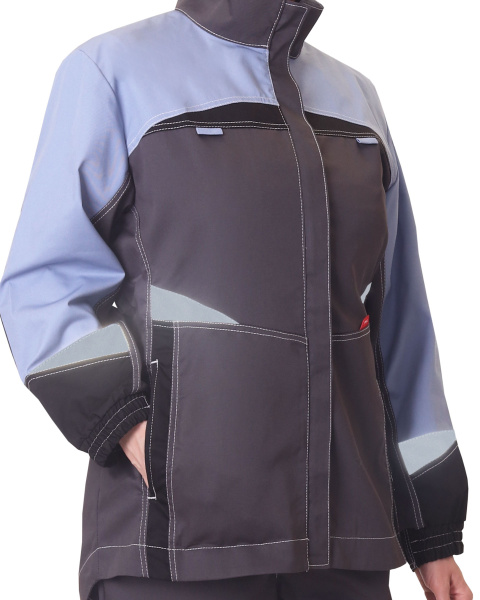 Костюм "Фаворит-Мега" жен.: куртка,п/к,серый с черн., и сиреневым, СОП Тк. Rodos Распродажа