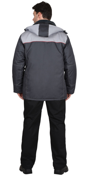 Куртка "ФАВОРИТ" зим. удл. цвет, т.серый со св. серым, мех ворот (ЧЗ)