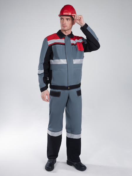 Костюм Виват-2 (тк.Саржа,250) п/к, серый/черный/красный Костюм Виват-2 (тк.Саржа,250) п/к, серый/черный/красный