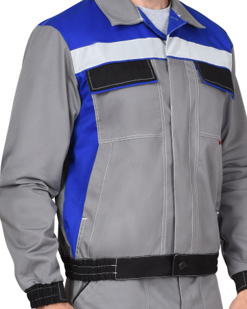 Куртка 4120 средне-серая с васильковым и СОП (ЧЗ)