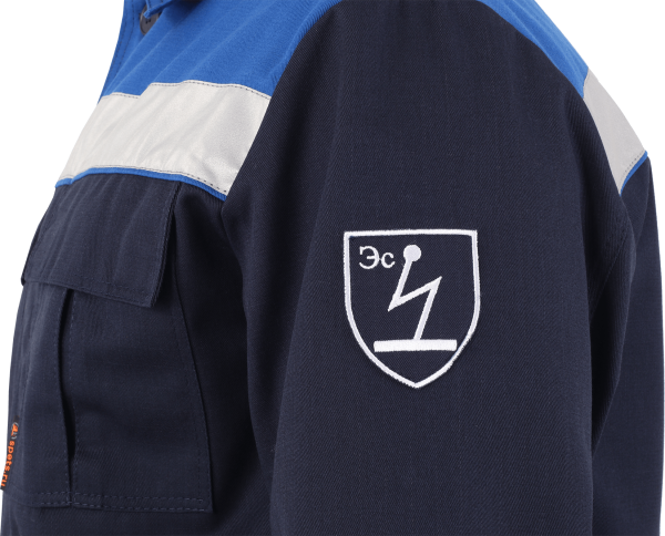 Костюм мужской АНТИСТАТ от МВ и ОПЗ, от стат. элект. (куртка, п/ком)  т.синий/вас. КОС 583 (ЧЗ) Костюм мужской АНТИСТАТ от МВ и ОПЗ, от стат. элект. (куртка, п/ком)  т.синий/вас. КОС 583 (ЧЗ)