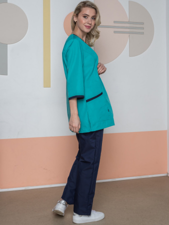 Женский костюм Вояж (ткань ТиСи), светло бирюзовый/темно синий Женский костюм Вояж (ткань ТиСи), светло бирюзовый/темно синий