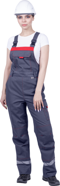 Полукомбинезон ХАЙ-ТЕК SAFETY летний женский, серый-красный ПКОМ 674