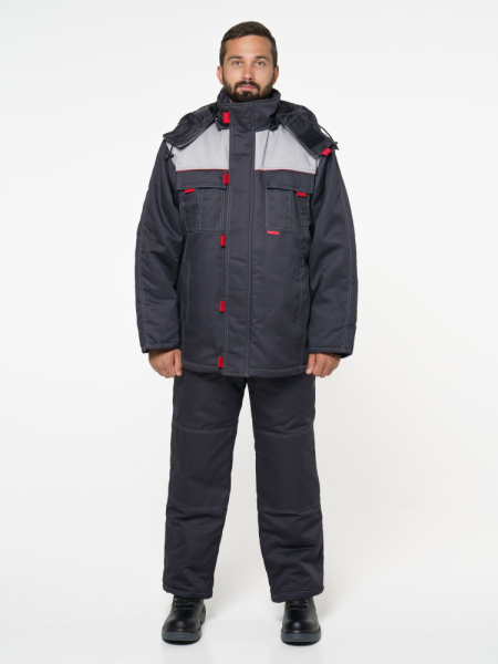 Костюм "Фаворит" зимний: куртка дл., брюки тёмно-серый с серым Костюм "Фаворит" зимний: куртка дл., брюки тёмно-серый с серым