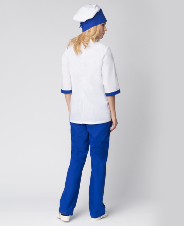 Костюм женский повара Гастроном (тк.ТиСи), белый/васильковый (ЧЗ)