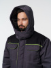 Куртка мужская зимняя Кур703 ткань Твил, цвет темно-серый, черный с лимонной отделкой