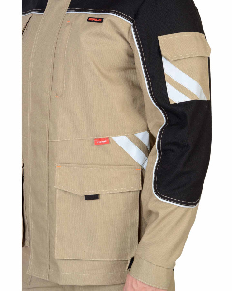 Куртка "ВЕСТ-ВОРК" удлиненная, бежевая с черным (ЧЗ) (распродажа)