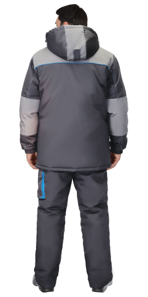 Костюм "ДВИН" зимний, куртка удл. с п/к т.серый со ср.серым и голубой отделкой (ЧЗ) Костюм "ДВИН" зимний, куртка удл. с п/к т.серый со ср.серым и голубой отделкой (ЧЗ)