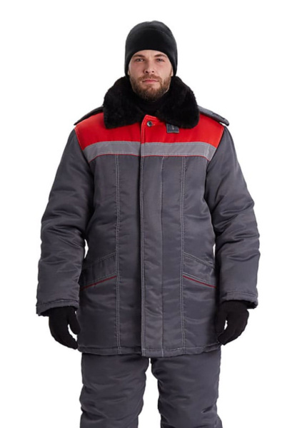 Костюм зимний "ВЬЮГА" куртка/полукомб. цвет: т.серый/красный URSUS (ЧЗ) Костюм зимний "ВЬЮГА" куртка/полукомб. цвет: т.серый/красный URSUS (ЧЗ)