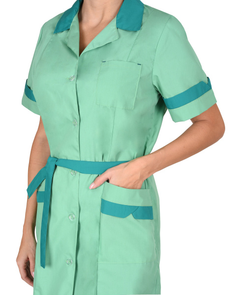 Халат "КЛАССИКА" женский, мятный с темно-зеленым (ЧЗ) Халат "КЛАССИКА" женский, мятный с темно-зеленым (ЧЗ)