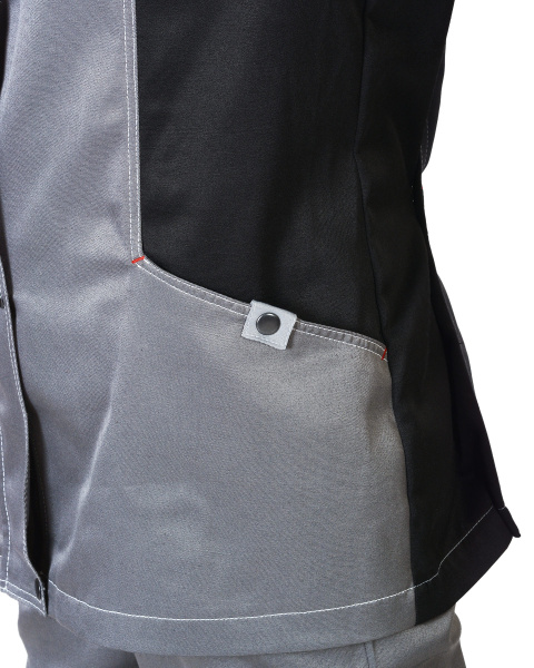 Костюм "ВОЛОГДА" жен.курт.бр. средне-серый со светло серым и черным (ЧЗ)