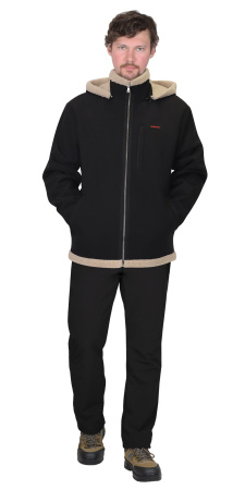 Куртка "СИРИУС-Штурм" демисезонная черный (софтшел+мех) (ЧЗ) (распродажа)