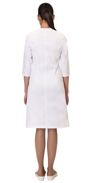 Халат "СТЕЛЛА" женский белый с трикотажной вставкой (ЧЗ) Халат "СТЕЛЛА" женский белый с трикотажной вставкой (ЧЗ)