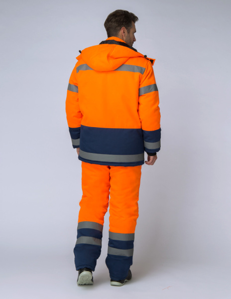 Костюм зимний Дорожник (Смесовая, 210) брюки, оранжевый/темно-синий