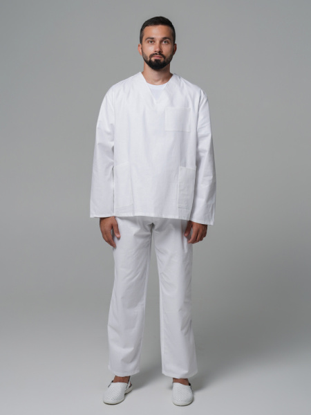 Костюм рабочий универсальный №105 (куртка, брюки) отбеленный, ткань Бязь длинный рукав