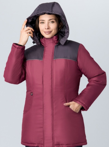 Куртка зимняя женская Снежана (тк.Дюспо), бордовый/т.серый Куртка зимняя женская Снежана (тк.Дюспо), бордовый/т.серый