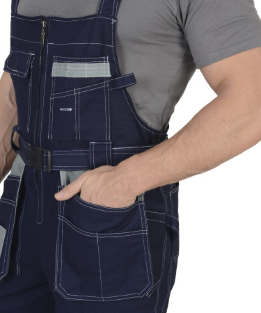 Полукомбинезон "Премиум плюс" (100% узбекская саржа) синий с серым (ЧЗ)