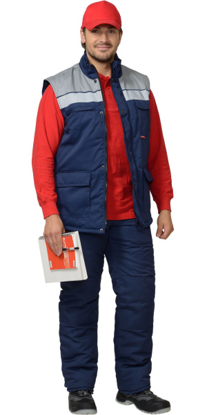 Жилет "Спец" утеплённый мужской синий с серым (ЧЗ) Жилет "Спец" утеплённый мужской синий с серым (ЧЗ)