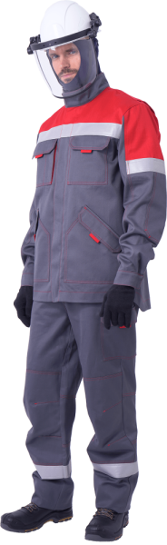 Костюм ЭлектроСтоп ТЕРМО ЗЭТВ 29.7 кал/см2 куртка, брюки, серый-красный, арт. В/ХН Л-2  Костюм ЭлектроСтоп ТЕРМО ЗЭТВ 29.7 кал/см2 куртка, брюки, серый-красный, арт. В/ХН Л-2