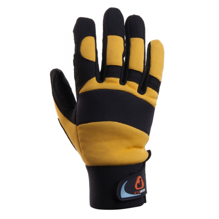 JAV01-VP Защитные антивибрац. перчатки трикотаж. с ладон стороны иск.кожа(черно-желтые)