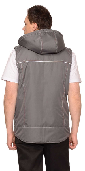 Жилет "АЛЕКС" (на подкладке тафетта) с капюшоном темно-серый (ЧЗ) Жилет "АЛЕКС" (на подкладке тафетта) с капюшоном темно-серый (ЧЗ)