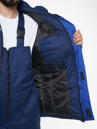 Костюм мужской зимний Кос703 (куртка, полукомбинезон) ткань Твил, цвет темно-синий с васильковым (ЧЗ)