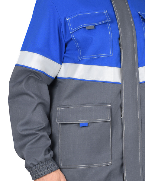 Куртка "Самотлор" длинная, серая с васильковым (ЧЗ) Куртка "Самотлор" длинная, серая с васильковым (ЧЗ)