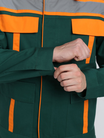 Костюм ИТР СОП IMP (тк.Саржа,250) брюки, т.зеленый/оранжевый