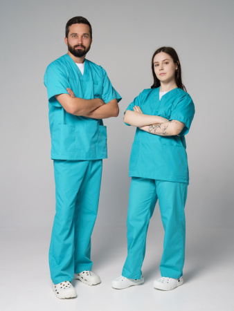 Костюм рабочий универсальный №104 (куртка, брюки) бирюза, ткань смесовая