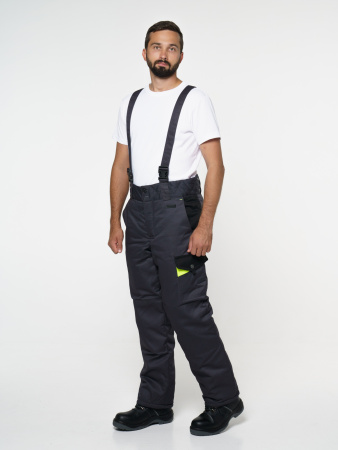 Костюм "ХОВАРД": зим. куртка дл.,брюки т.-серый с черным и лимон. отд. (ЧЗ)