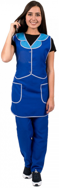 Фартук Жилетка (тк. Габардин), васильковый/белый (ЧЗ) Фартук Жилетка (тк. Габардин), васильковый/белый (ЧЗ)