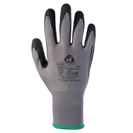 JL061 Защитные промышленные трикотажные перчатки из синт. пряжи цв. серый/черн. 