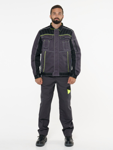 Брюки "ХОВАРД" :  темно-серые с черной и лимонной отд. Брюки "ХОВАРД" :  темно-серые с черной и лимонной отд.