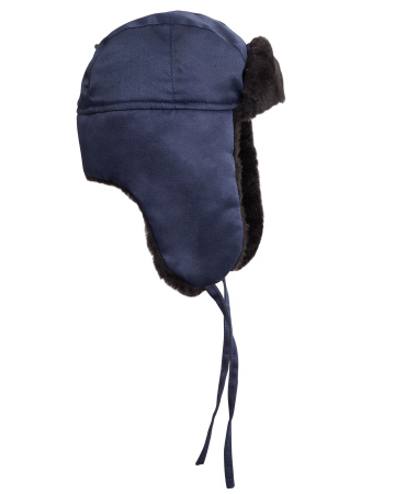Шапка-ушанка "ЛЮКС" синяя (тк. смесовая)