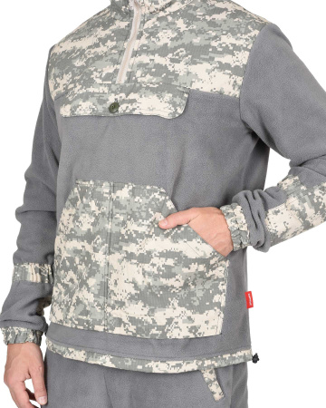 Костюм "ФИШЕР" летний, флисовый серый с отделкой КМФ Пустыня