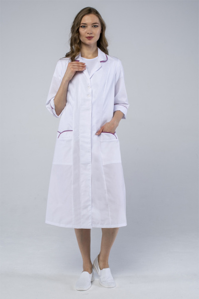 Халат женский Римма (тк.ТиСи), белый/брусничный (ЧЗ) Халат женский Римма (тк.ТиСи), белый/брусничный (ЧЗ)